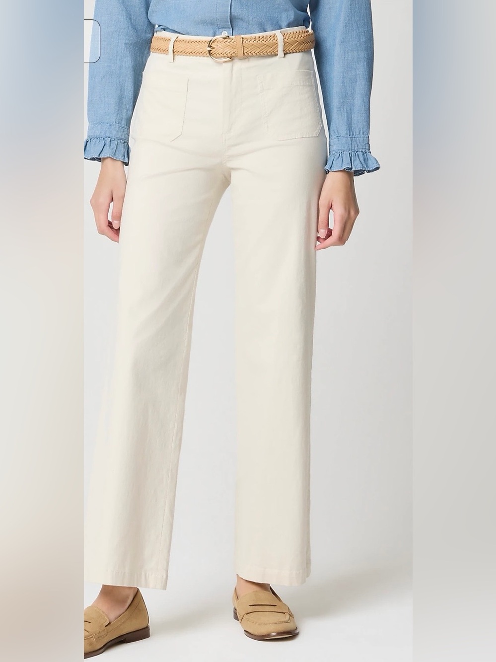 J.Crew Factory 28T Lizzie High Rise Patch Pocket Wide Leg Pants Natural Color